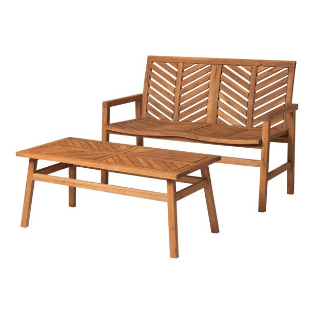 Manor Park 2-Piece Chevron Outdoor Patio Conversation Set - Brown | Walmart (US)