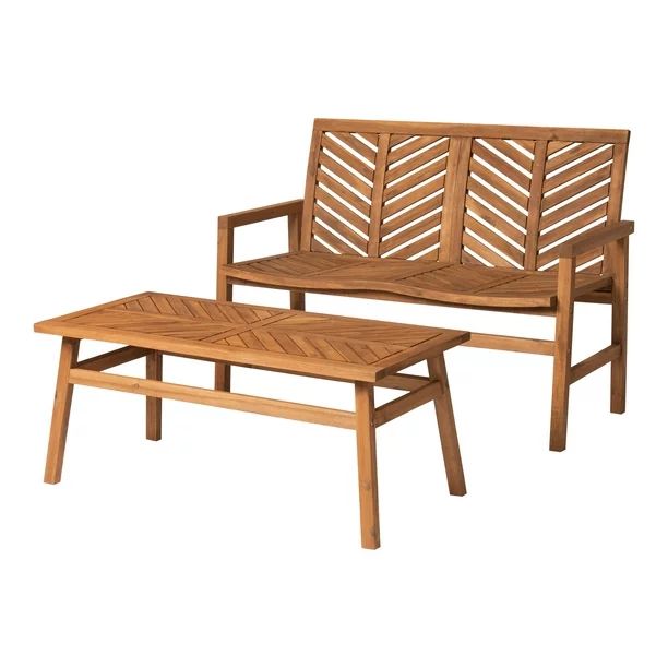 Manor Park 2-Piece Chevron Outdoor Patio Conversation Set - Brown | Walmart (US)