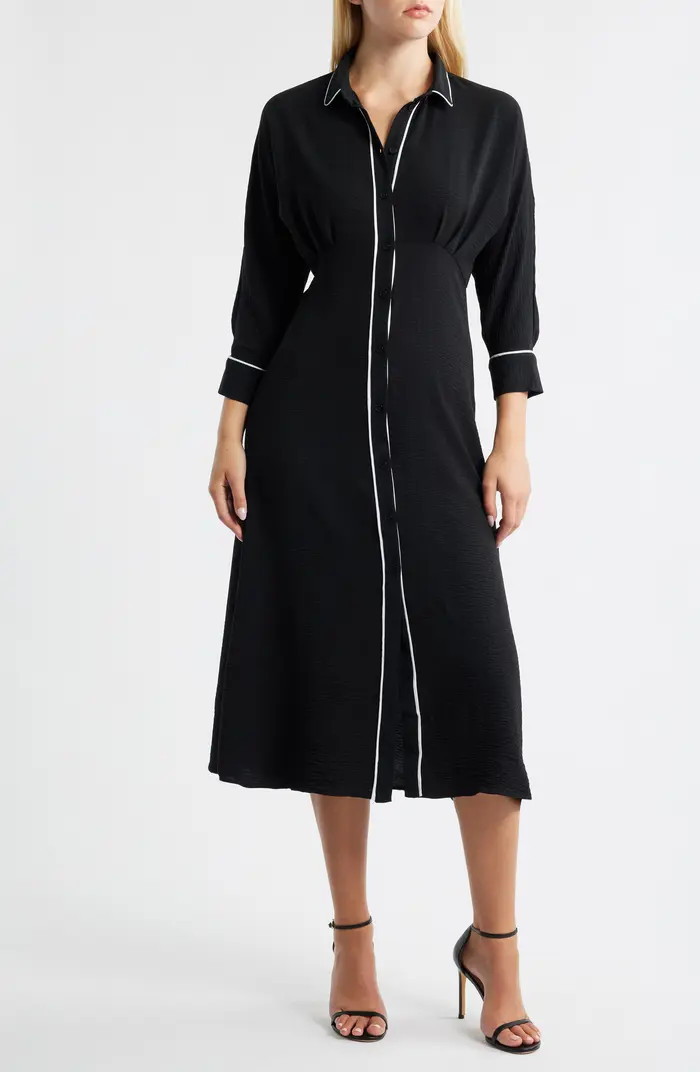 Pleated Long Sleeve Shirtdress | Nordstrom