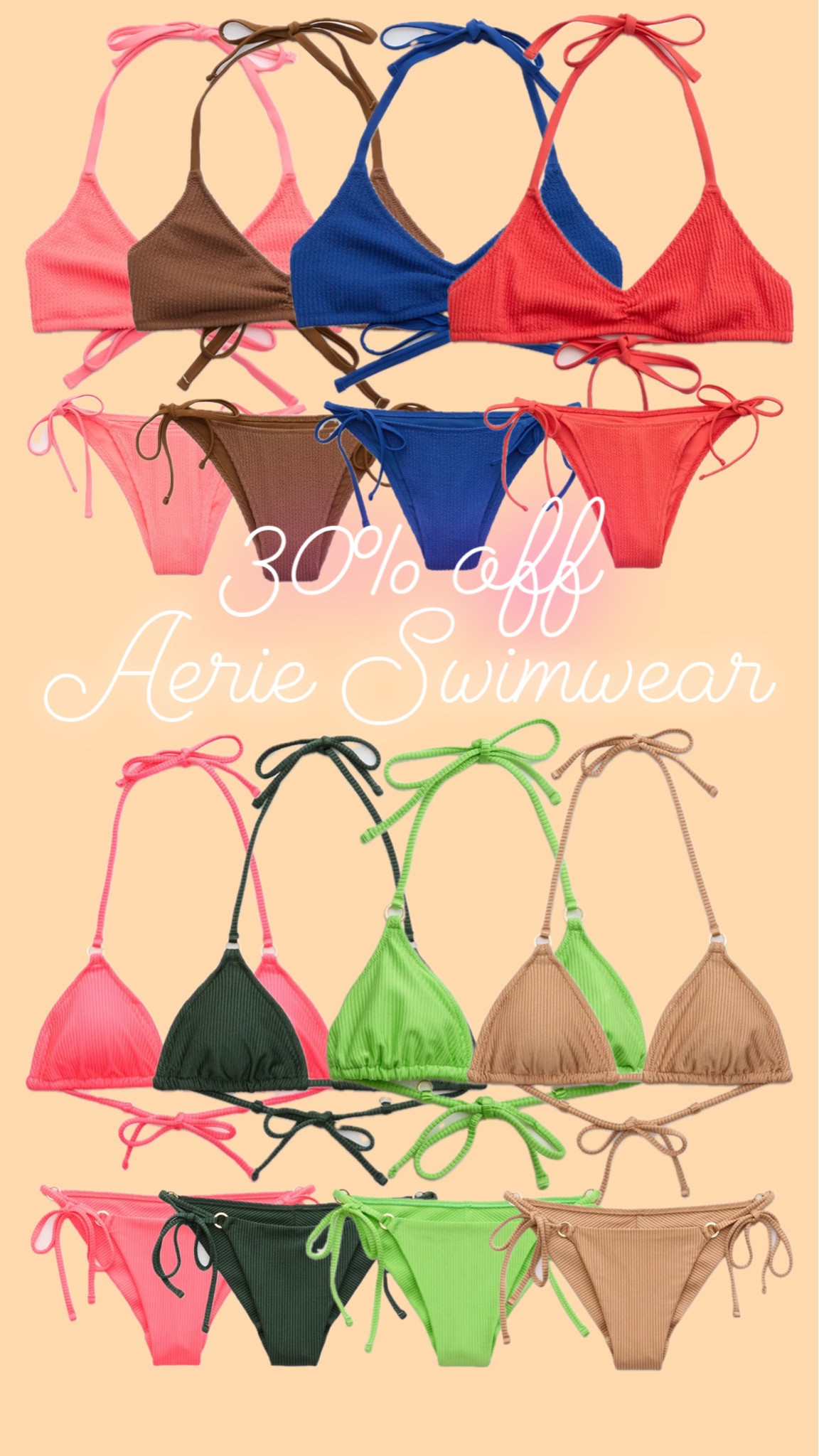 30% off Aerie Swimwear 

#LTKswim #LTKsalealert #LTKSeasonal