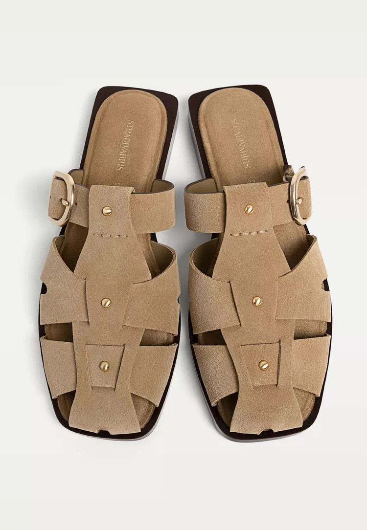Leather cage sandals - Women's See all | Stradivarius United Kingdom | Stradivarius (UK)