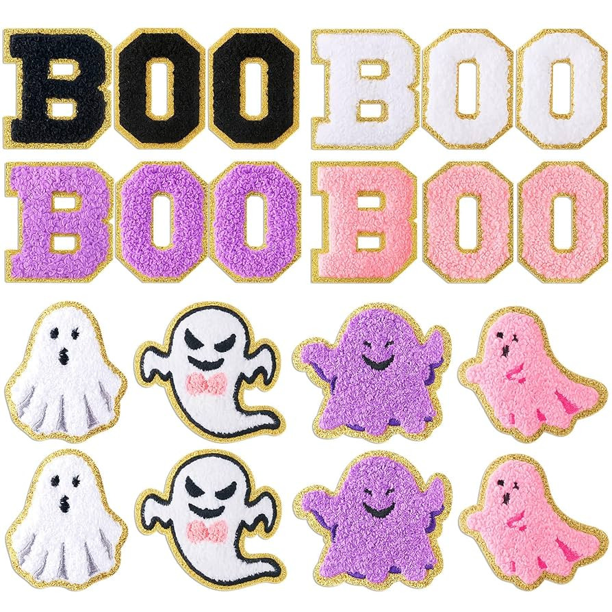 Geosar 20 Pcs Halloween Self Adhesive Patches Boo Cute Ghost Sew on Stickers Applique Washable fo... | Amazon (US)