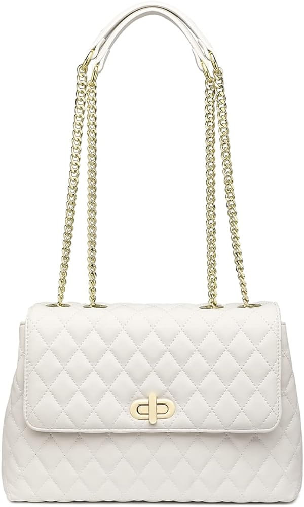 ER.Roulour Quilted Crossbody Bags for Women, Trendy Roomy Shoulder Handbags with Flap Gold Hardwa... | Amazon (US)