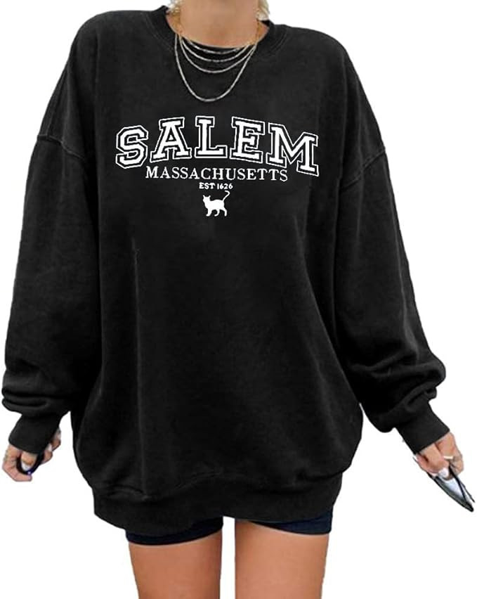 KIMSOONG Halloween Sweatshirts for Women Salem Massachusetts Shirt Fall Oversized Crewneck Sweats... | Amazon (US)
