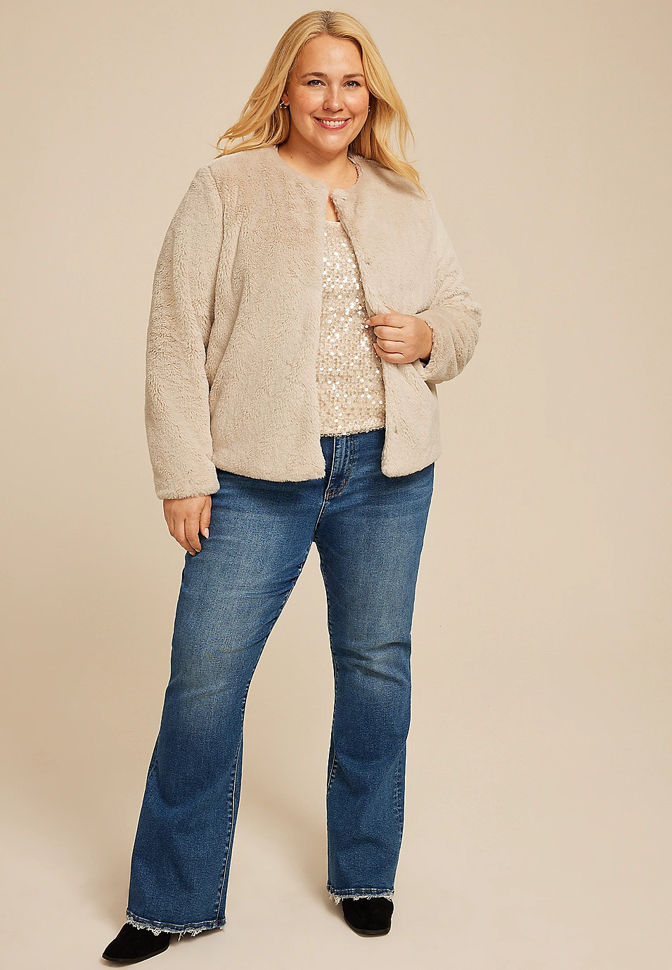 Plus Size Studio Y Faux Fur Jacket | Maurices