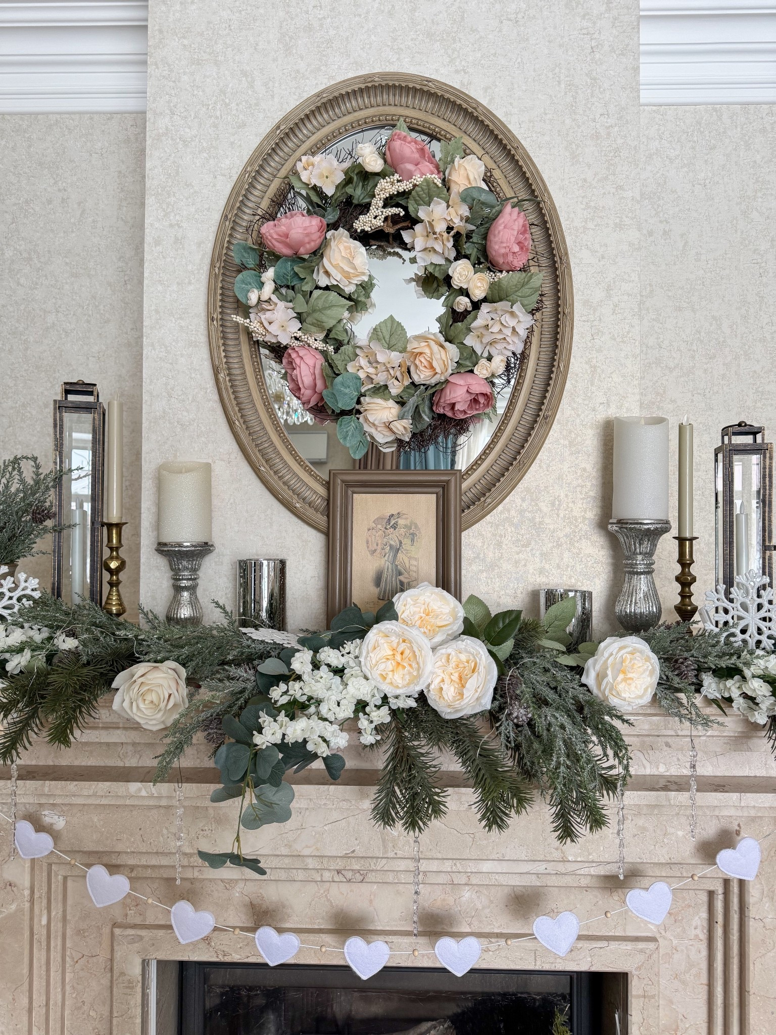 Valentine’s Day living room mantel, faux roses, romantic home decor, Valentine’s Day decorations 

#LTKSeasonal #LTKValentine #LTKHome