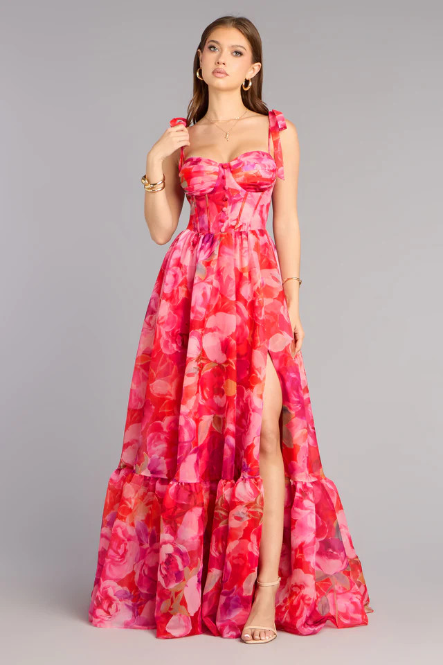 Elana Floral A-Line Slit Formal Dress | Windsor Stores
