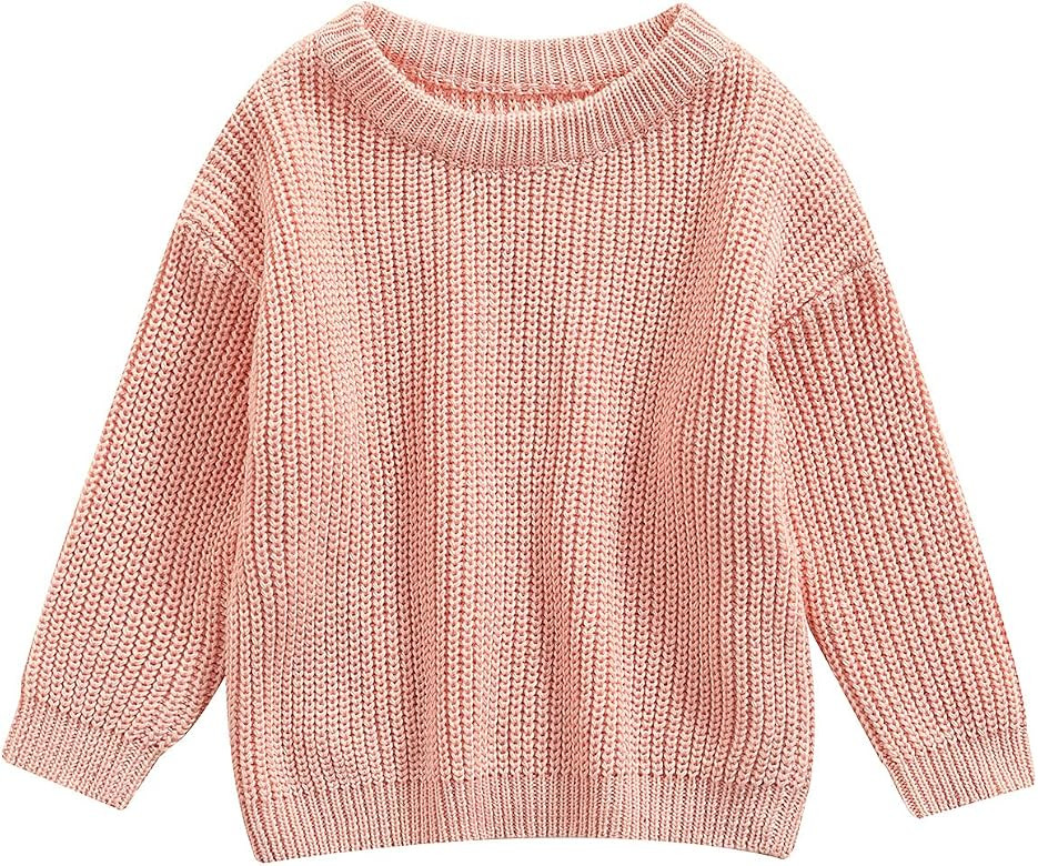 Toddler Baby Girl Boys Sweater Round Neck Long Sleeve Candy Color Knitted Pullover Tops Autumn Wi... | Amazon (US)