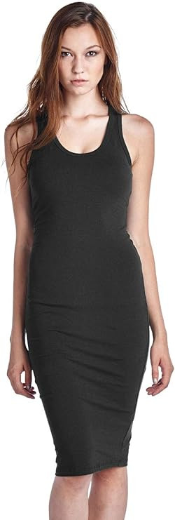 LaClef Women's Sleeveless Basic Racer Back Tank Midi Cotton Casual Dress | Amazon (US)