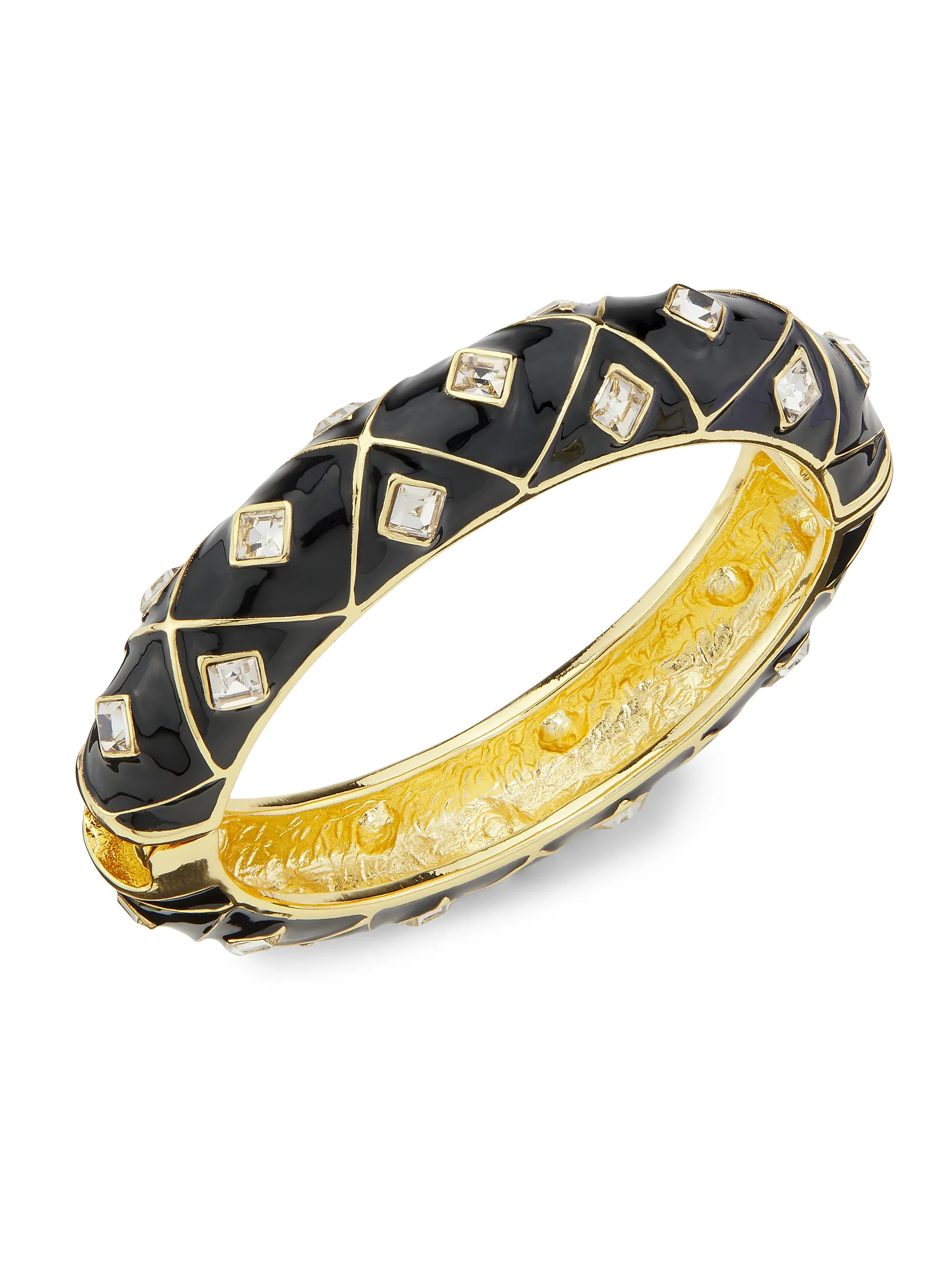 22K-Gold-Plated, Enamel & Glass Crystal Bangle | Saks Fifth Avenue