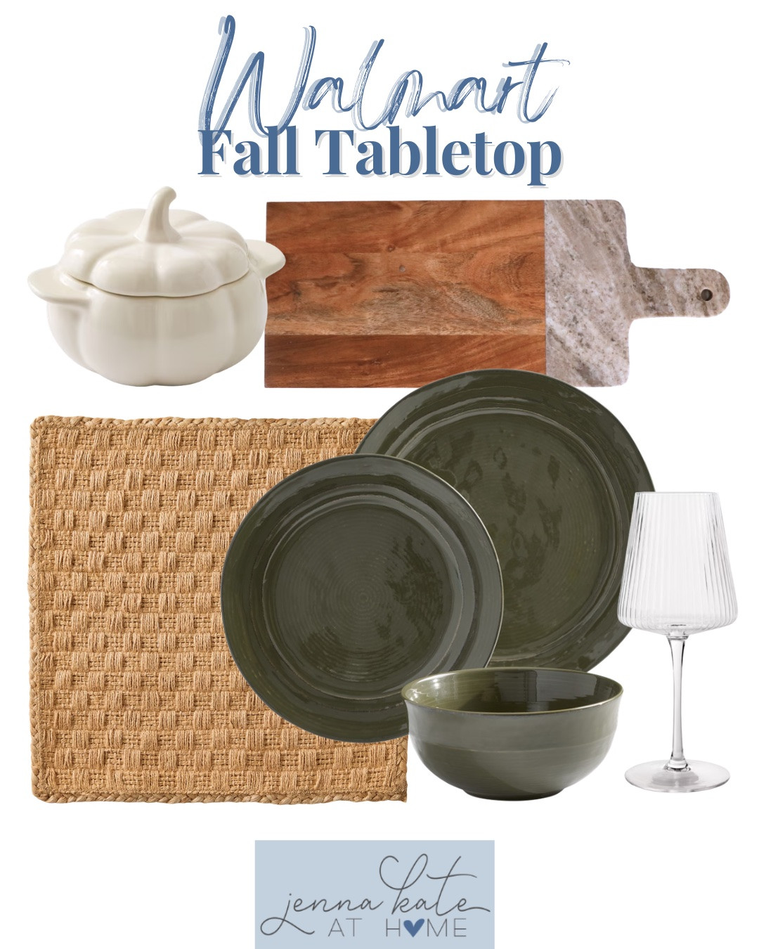 Fall tabletop from Walmart includes dinnerware, wine glasses, place mat, wood cutting board, and pumpkin dish.

Home decor, looks for less, fall kitchen, fall refresh

#LTKHome #LTKSaleAlert #LTKSeasonal