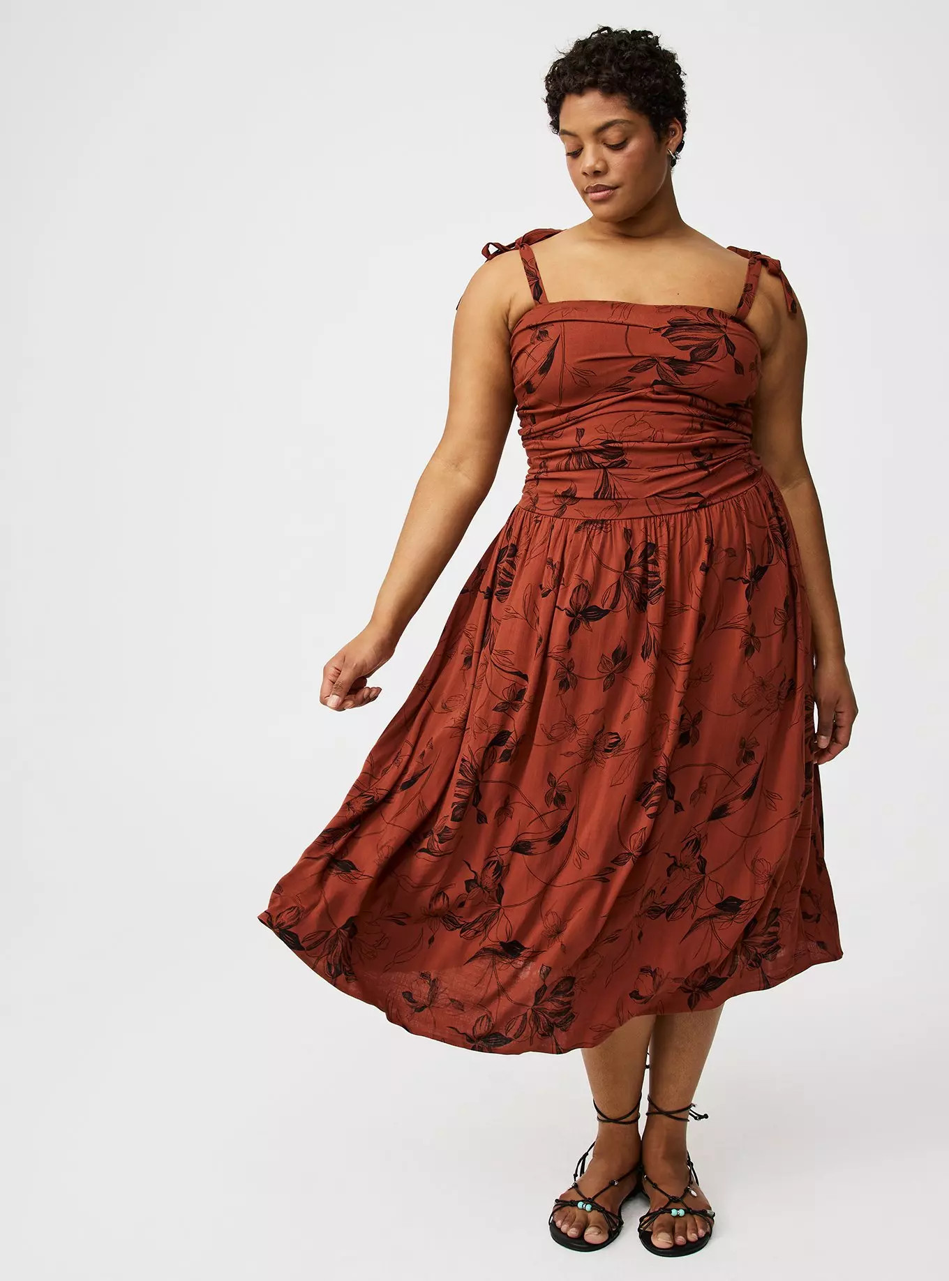 Shirred Tea Length Dress | Torrid (US & Canada)