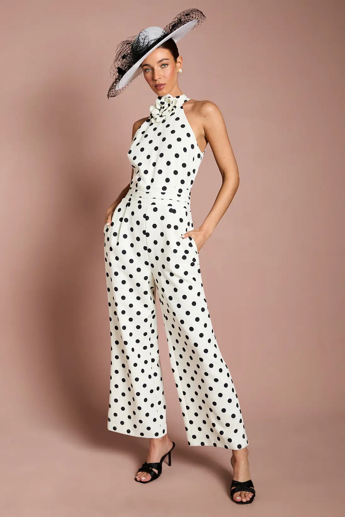 Cream Coast Lisa Tan Corsage Printed Halter Neck Jumpsuit | Debenhams | Debenhams UK