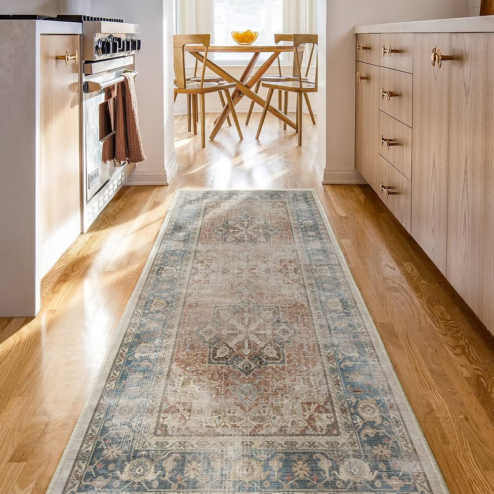 RUGGABLE Kamran Runner Rug - Perfect Vintage Washable Rug for Entryway Hallway Kitchen - Pet & Ch... | Amazon (US)