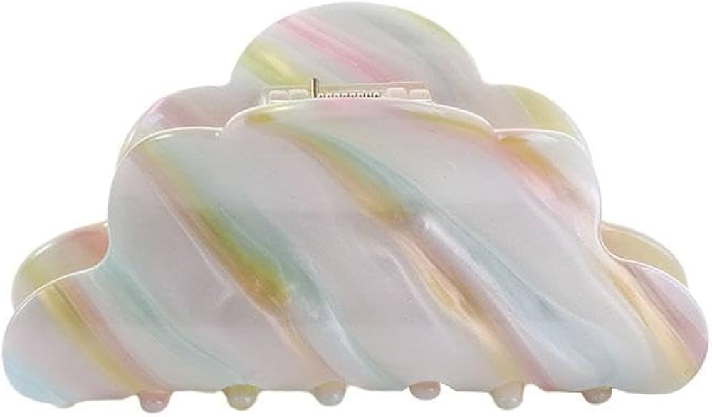 Vctitil Cute Cloud Shape Hair Claws Colorful Stripe Acetate Hair Clips Ponytail Holders Hair Jaw ... | Amazon (US)