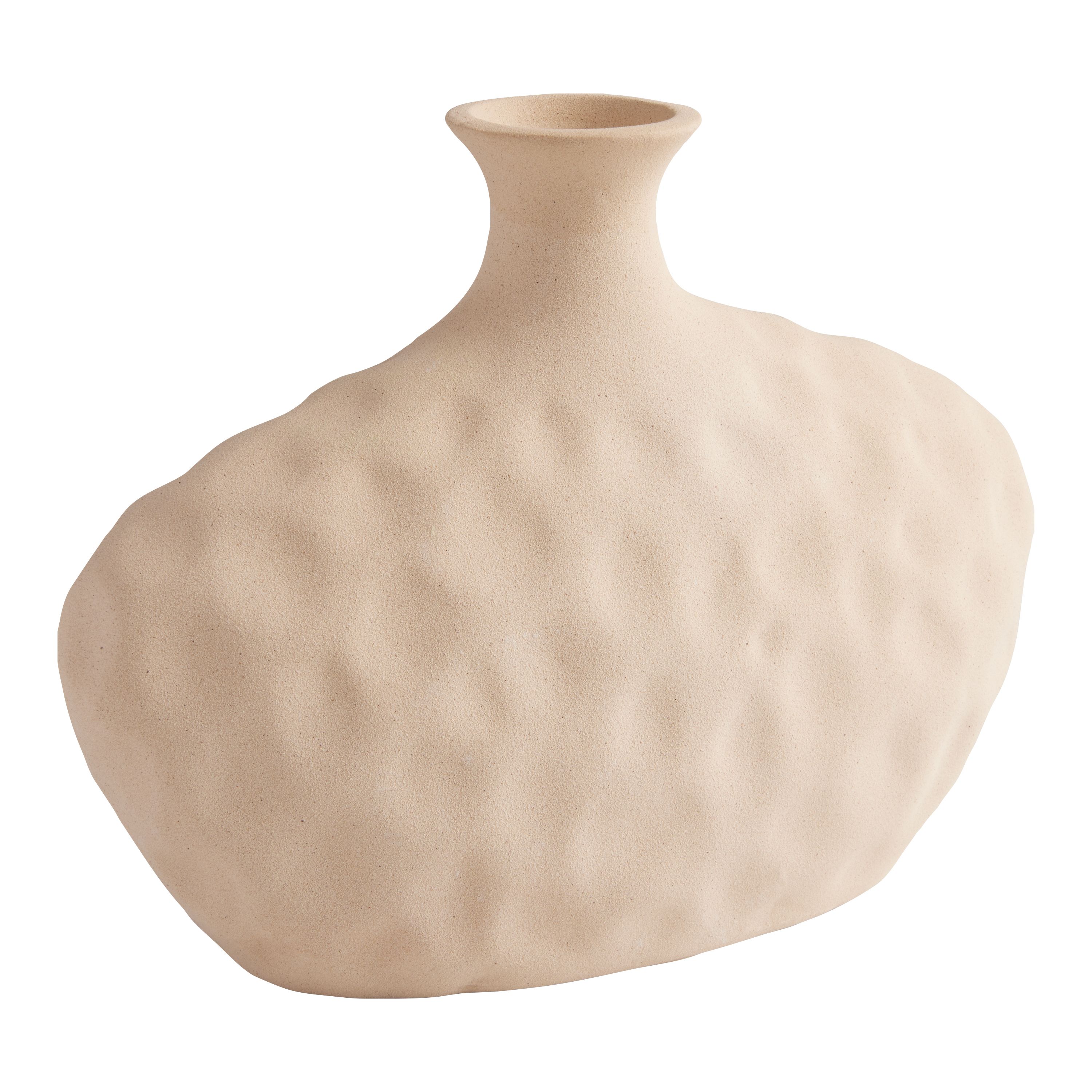 Wide Natural Textured Hammered Ceramic Vase | World Market