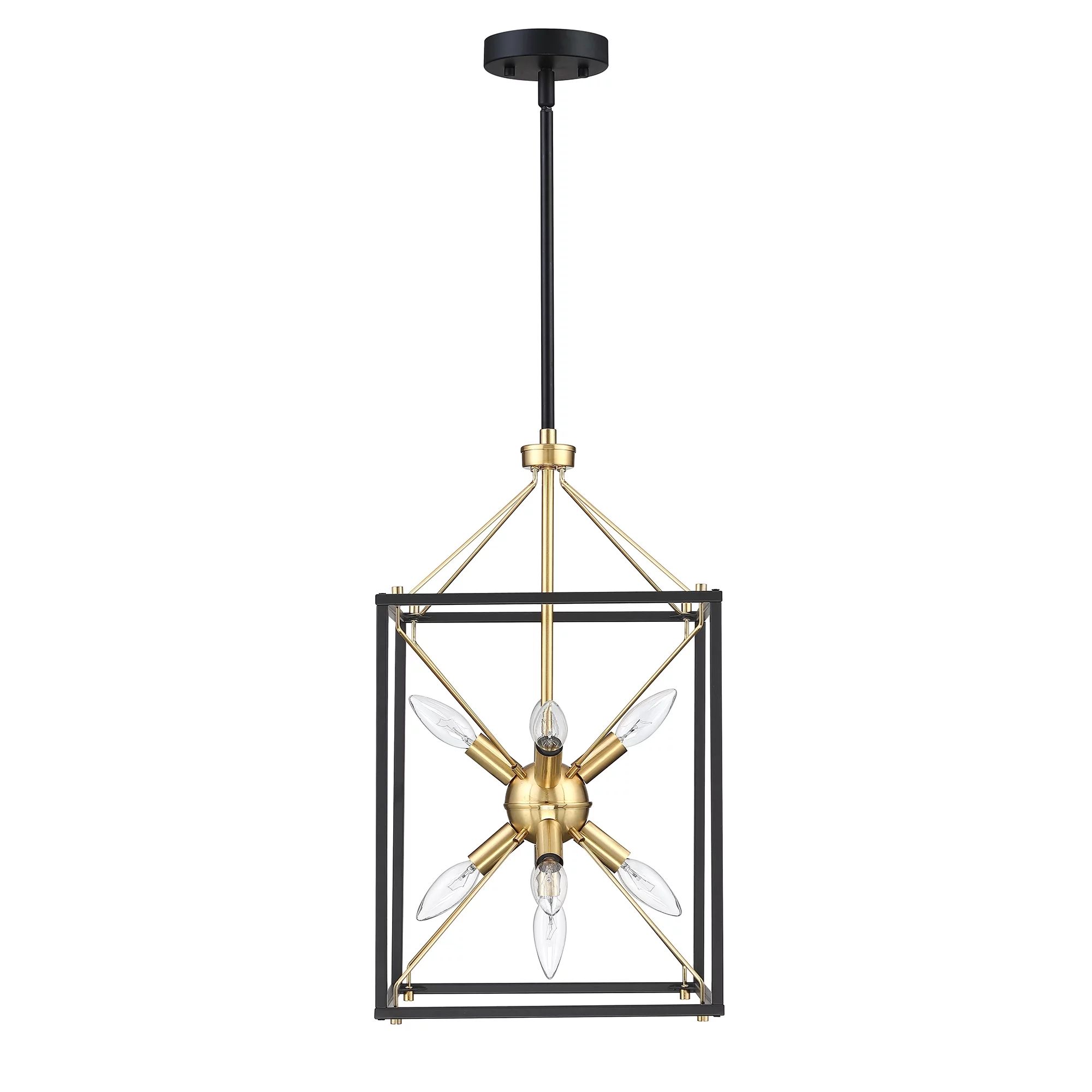 9-Light Modern Rectangle Lantern Pendant Light with Matte Black Finish for Dining Room, Kitchen | Walmart (US)