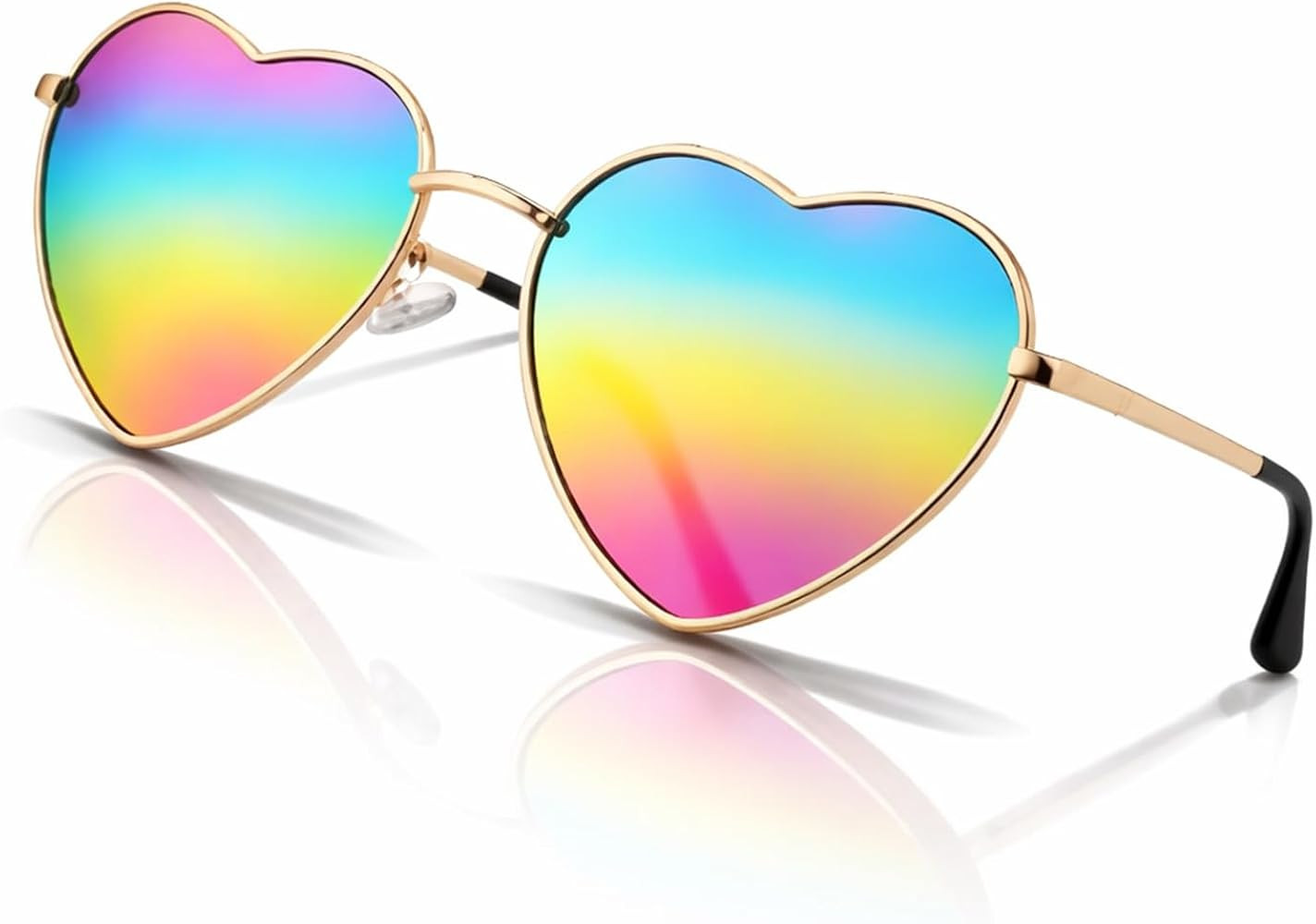 Oiomniv Heart Sunglasses for Women Men, Retro Love Heart Glasses UV400, Party Festival Rave Pride... | Amazon (US)