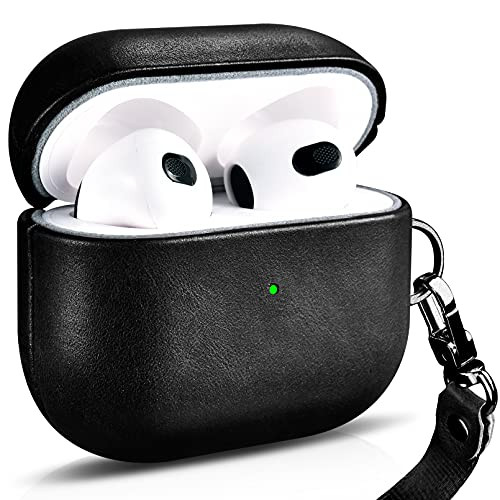 CEENFFO Genuine Leather Case for AirPods 3 (2021), Compatible with AirPods 3 Case Leather with Lanyard, Supports Wireless Charging and Front LED Visible for Case | Amazon (US)