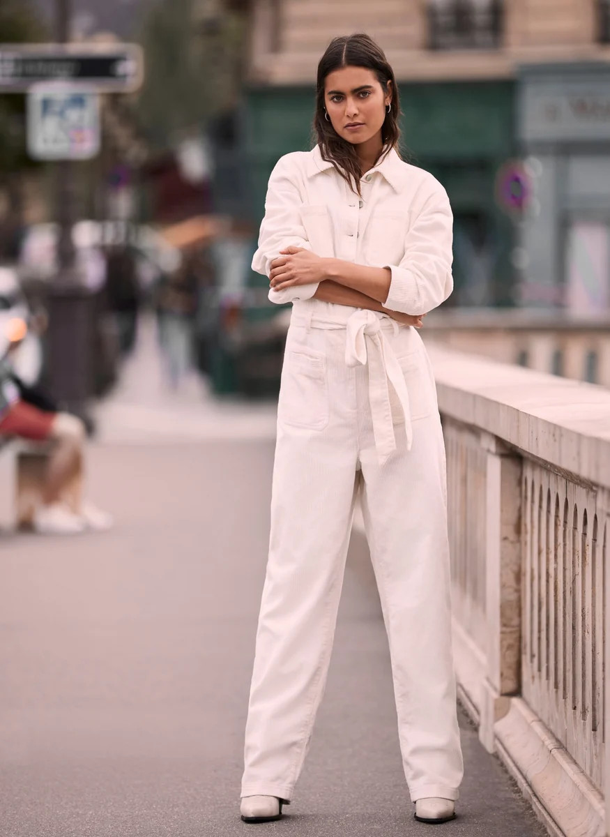 Cream Corduroy Jumpsuit | Mint Velvet