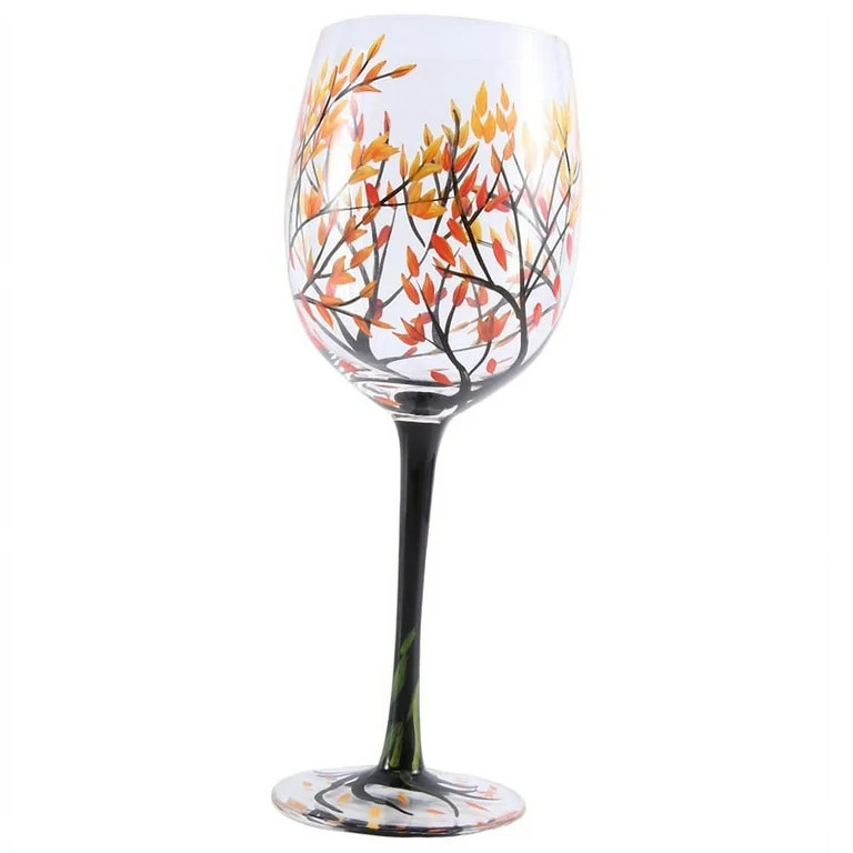 1Pcs HOT-Autumn Tree Wine Glass - Fall Colors - Leaves of Red, Yellow, Orange - Hand Painted - Fa... | Walmart (US)