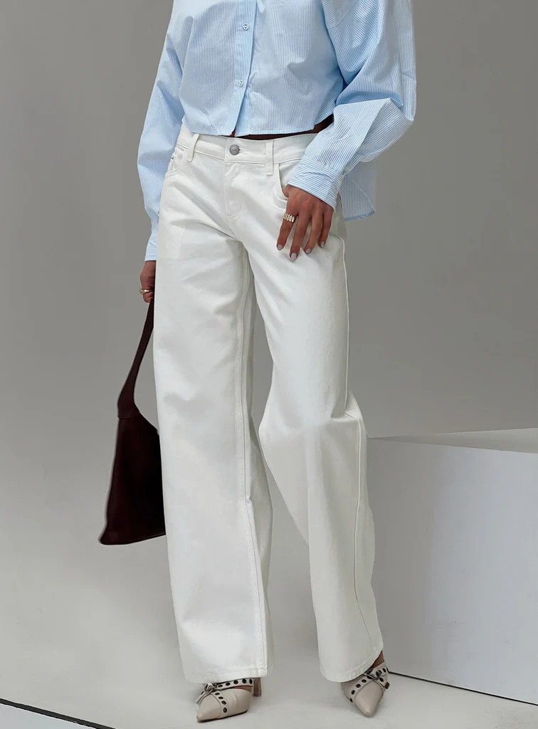 Ellanor Low Rise Straight Leg Jeans White | Princess Polly AU