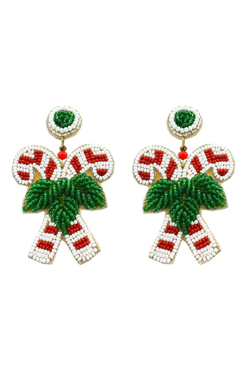 Panacea Candy Cane Seed Bead Statement Drop Earrings | Nordstrom | Nordstrom