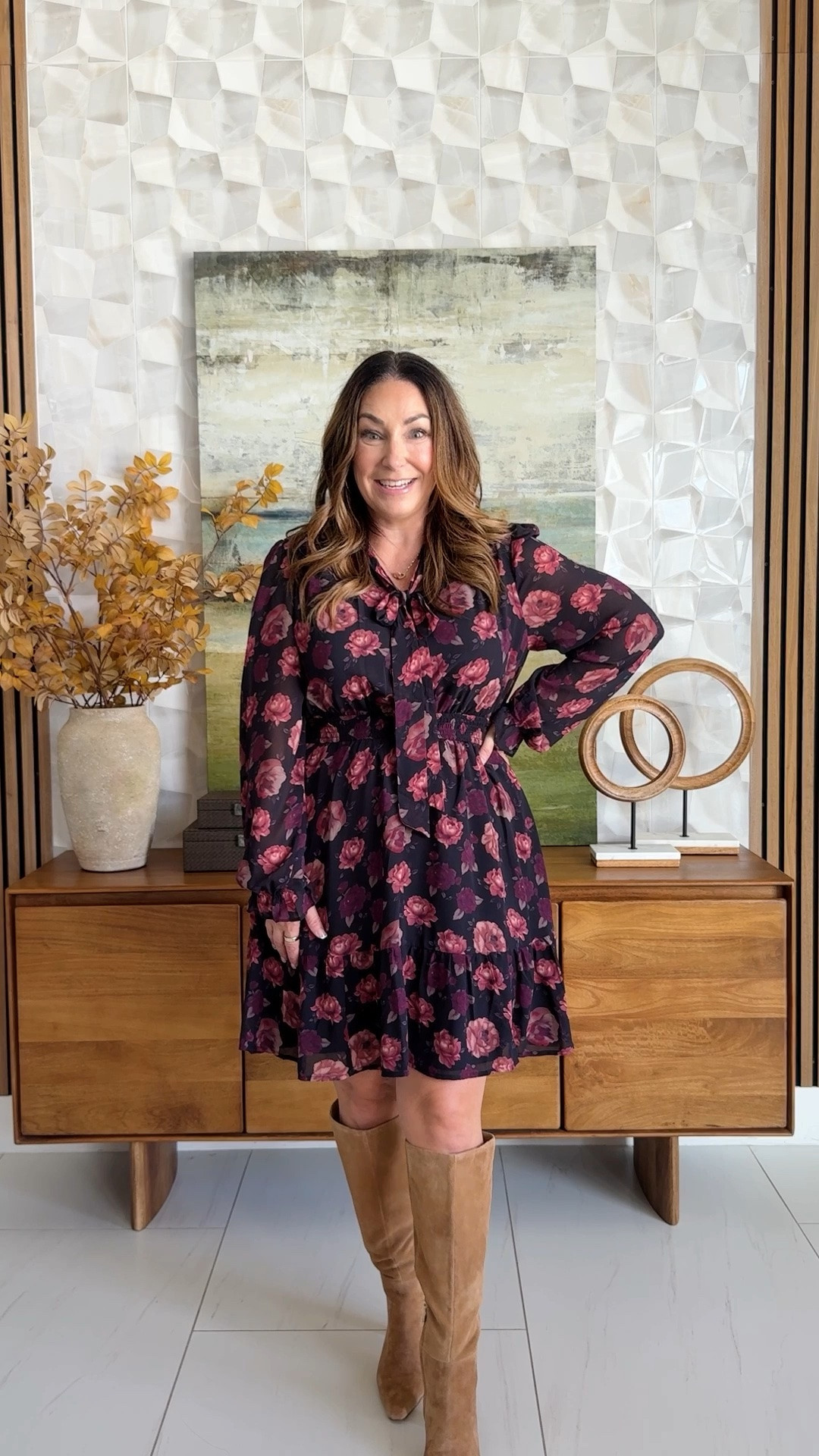 This dress is giving all the romantic fall vibes without feeling too dressy. Add boots and a great bag and you’re set! Wearing tts, L

#LTKMidsize #LTKOver40 #LTKSeasonal