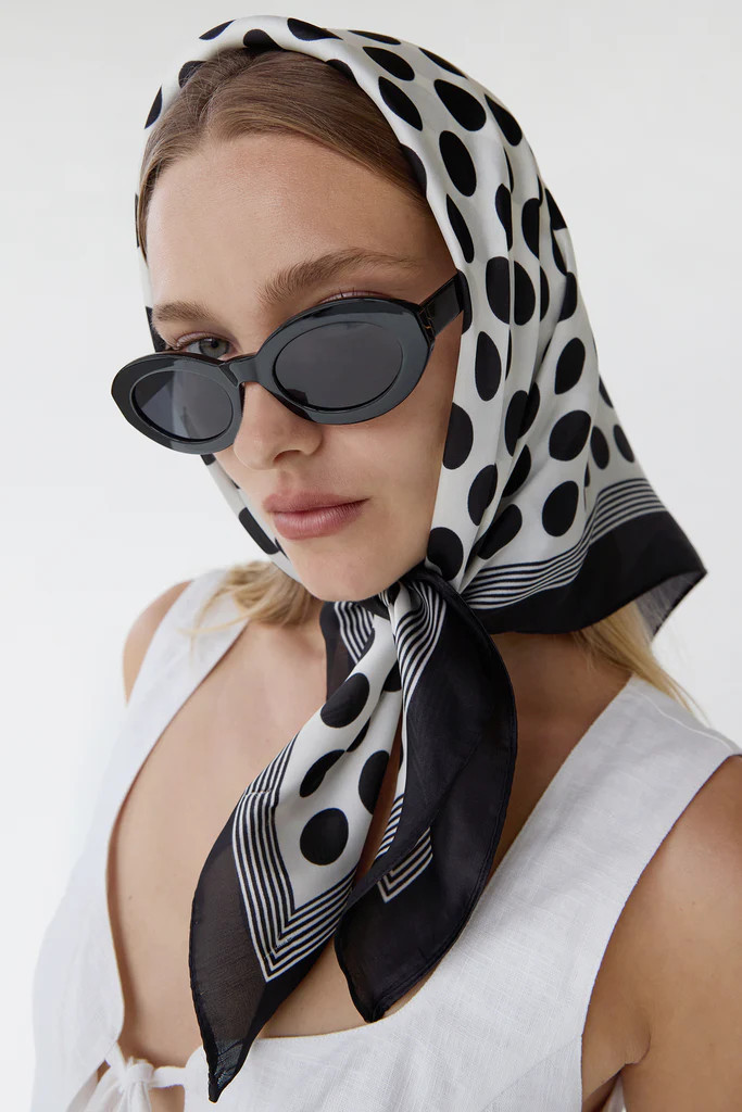 POLKA DOT SATIN HEAD SCARF | OAK + FORT