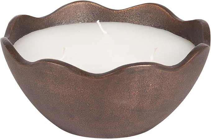 Kate and Laurel Alessia Scalloped Round Metal Candle Bowl, 8 Inch Diameter, Bronze, Modern Three-... | Amazon (US)