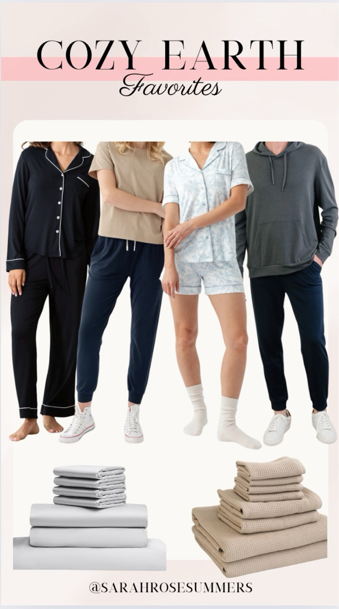 Best selling Cozy Earth bedding. Bamboo Sheet Set. Bath Towel Sets. Women’s stretch knit long sleeve bamboo pajama set. Women’s short sleeve bamboo pajama set. Women’s all day tee. Women’s studio jogger. Men’s ultra soft bamboo jogger. Men’s bamboo hoodie. Use code CE-SARAHROSE for 40%

#LTKMens #LTKHome #LTKSaleAlert