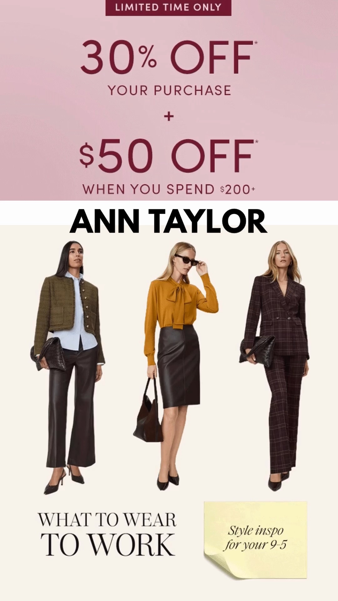Last Chance!!! Ends Tonight!!
Time to refresh your WorkWear at 30% OFF + an additional $50 OFF $200 ‼️ Now at ANN TAYLOR ‼️ Click any photo below to shop the Sale!! I already bought a Blazer, Vest and Sweater!!
They sell Petite Sizes and at 5’3 their Pants fit me perfectly!!!

#LTKSaleAlert #LTKPetite 
#LTKootd #LTKWorkwear #LTKTravel

https://liketk.it/6mSFc