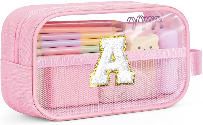 YOOLIFE Initial Birthday Gift Pencil Case Bag for Girl 4-9 Year Kid Pink A | Pencil Case Birthday... | Amazon (US)