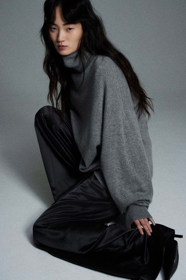 Cashmere Turtleneck Sweater - Gray melange - Ladies | H&M US | H&M (US + CA)