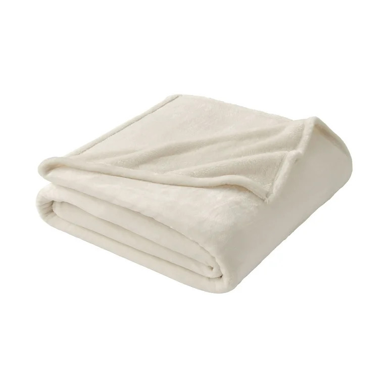 Better Homes & Gardens Luxury Velvet Plush Blanket, Ivory, Full/Queen | Walmart (US)