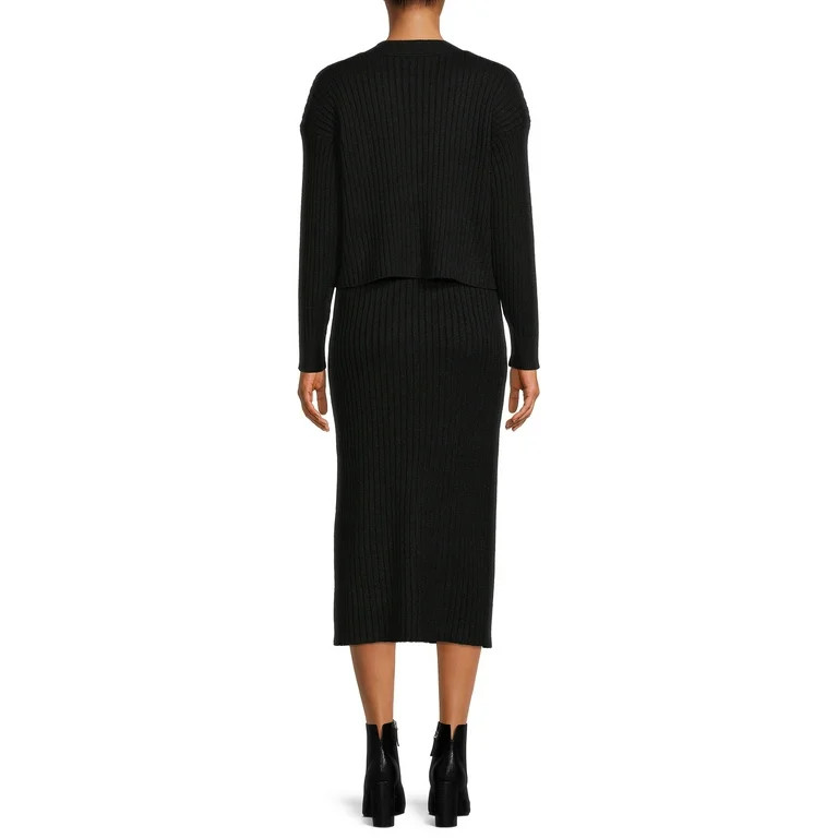 Time and Tru Women's Sweater Cardigan and Skirt Set | Walmart (US)