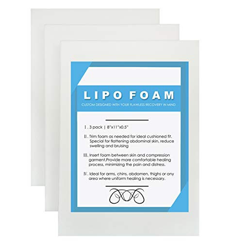 3 Pack Lipo Foam - Post Surgery Ab Board for Use with Post Liposuction Surgery Flattening Abdominal Compression Garments Liposuction Foam pads for Recovery 8"X11" (White) | Amazon (US)
