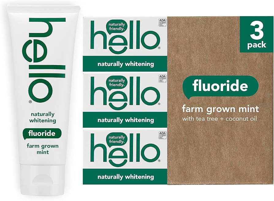 Hello Naturally Whitening Fluoride Toothpaste, Natural Peppermint Flavor and Tea Tree Oil, Peroxi... | Amazon (US)