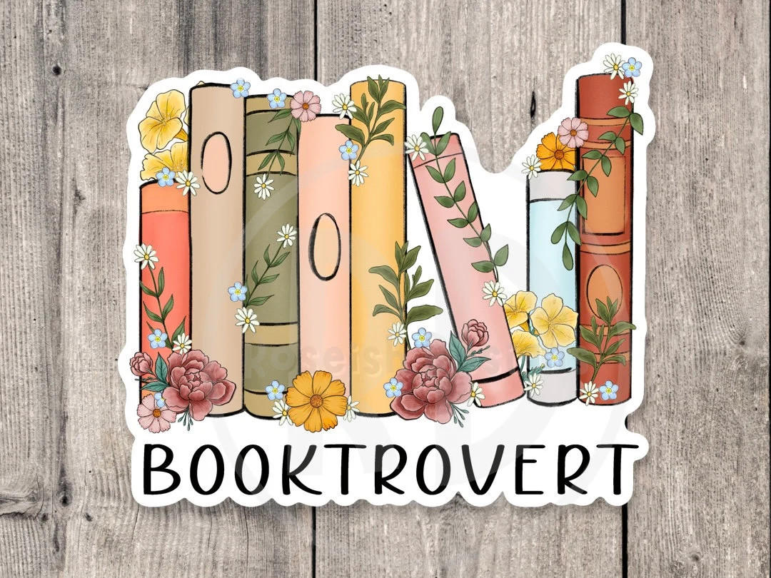 Booktrovert Sticker, Book Worm, Book Nerd, Water Bottle Sticker, Reading Quotes, Book Lover Gift,... | Etsy (US)