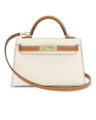FWRD Renew Hermes Epsom Kelly 20 Handbag in Nata & Gold | FWRD | FWRD 
