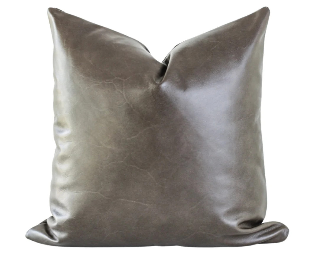 Real Leather Throw Pillow Dark Leather Pillow Genuine - Etsy | Etsy (US)