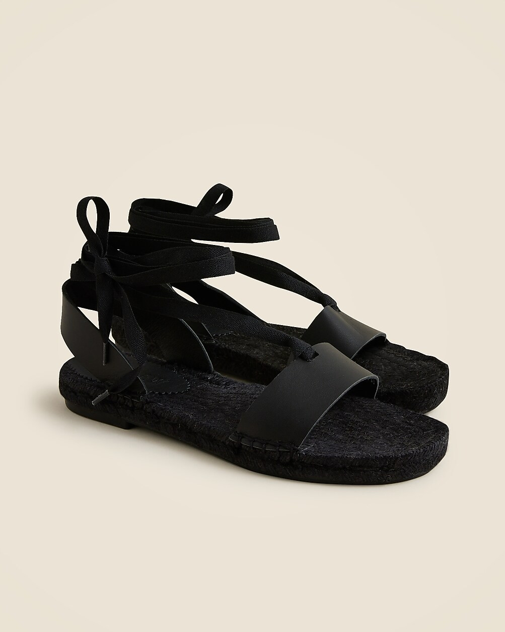 Made-in-Spain lace-up espadrille sandals in leather | J. Crew US