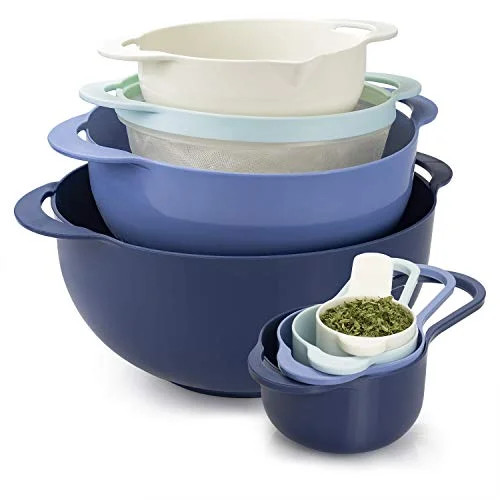 Cook With Color 8 Piece Nesting Bowls with Measuring Cups Colander and Sifter Set | Includes 2 Mi... | Walmart (US)