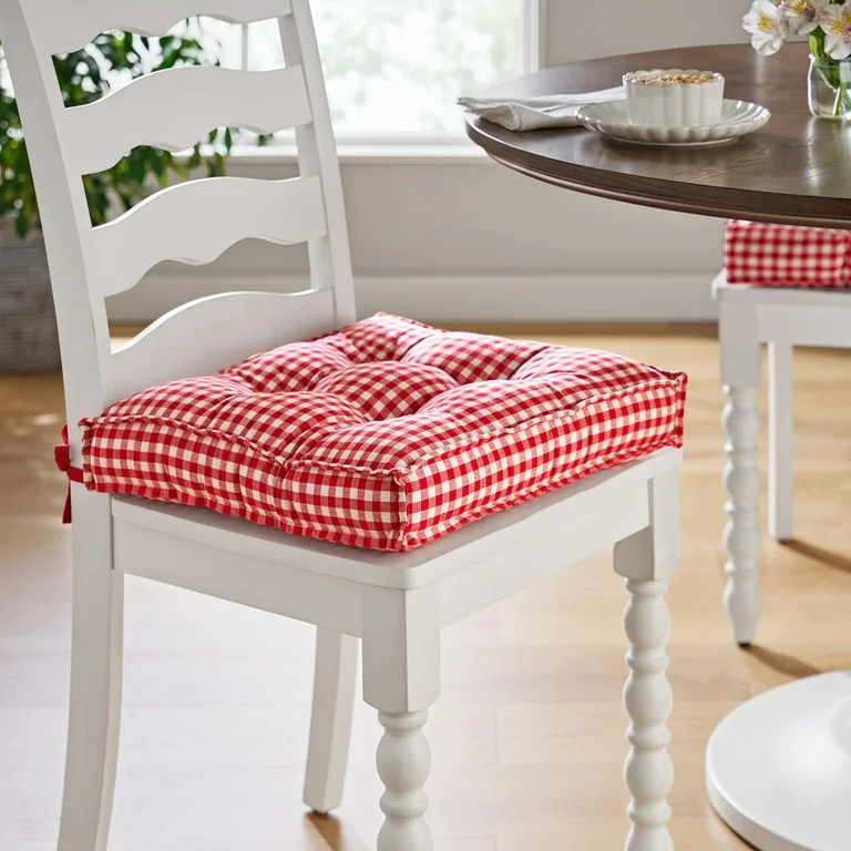 The Pioneer Woman Red & White Gingham Chair Cushion, 17" x 18" | Walmart (US)