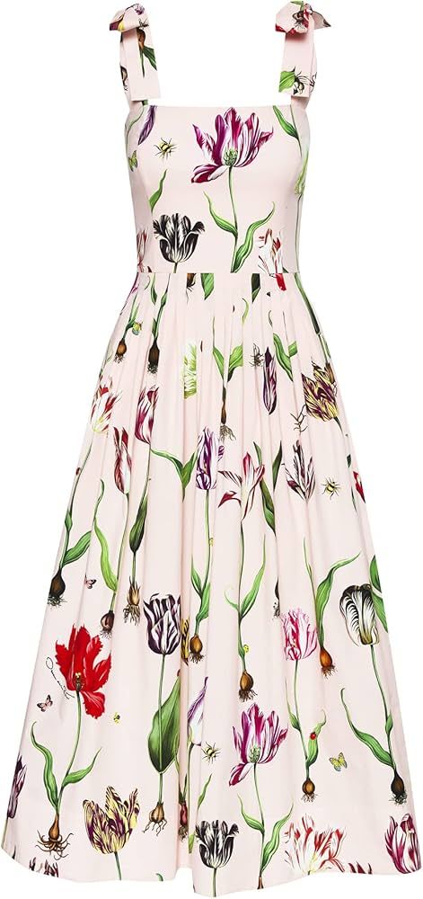 Amazon.com: Oscar de la Renta, Tulip Mania Cotton Poplin Tank Dress, 0, Blush Multi : Luxury Stor... | Amazon (US)