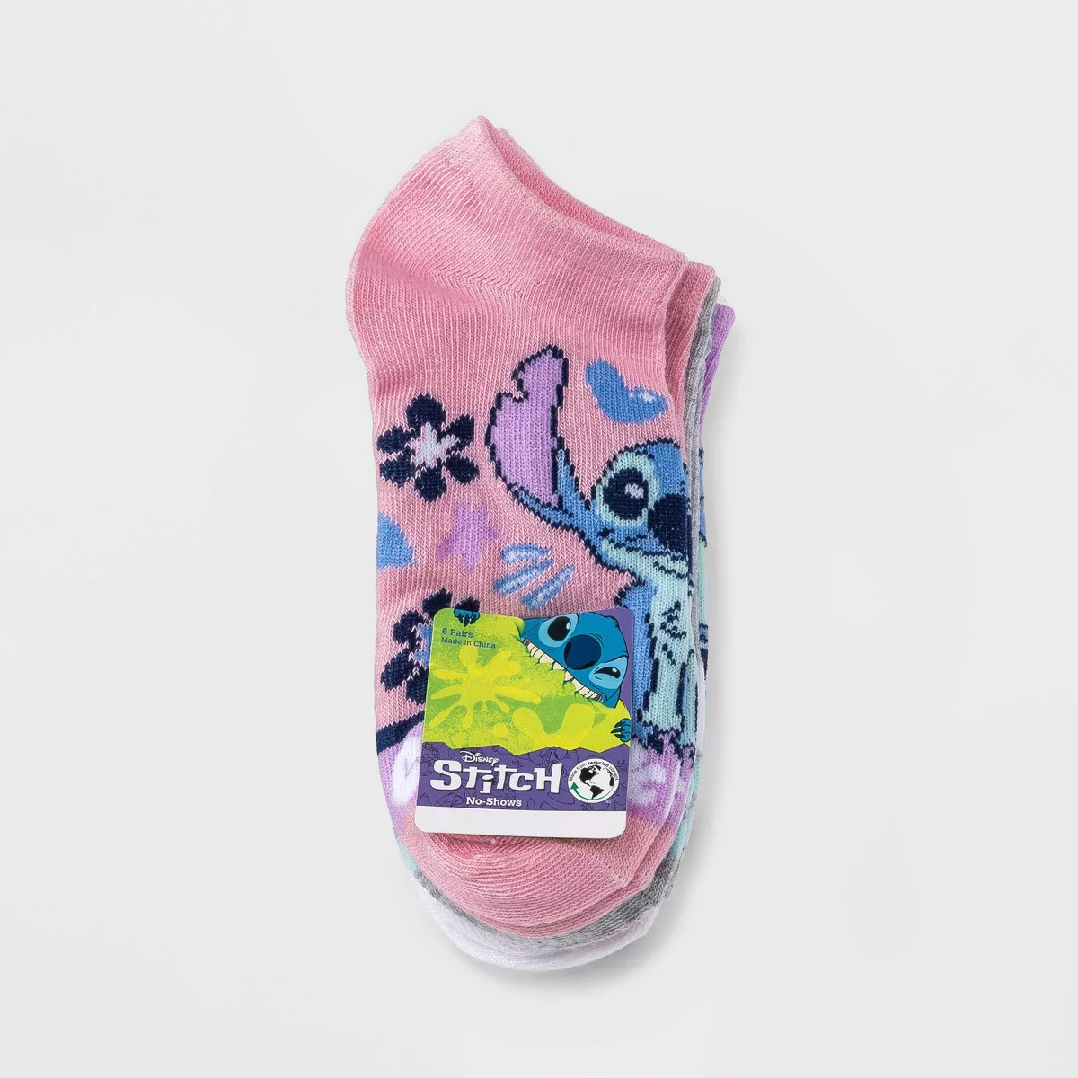 Girls' Lilo & Stitch 6pk No Show Socks - Pink | Target