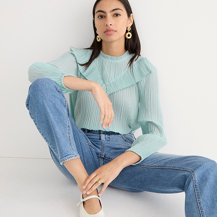 Crinkle-chiffon V-detail top | J. Crew US