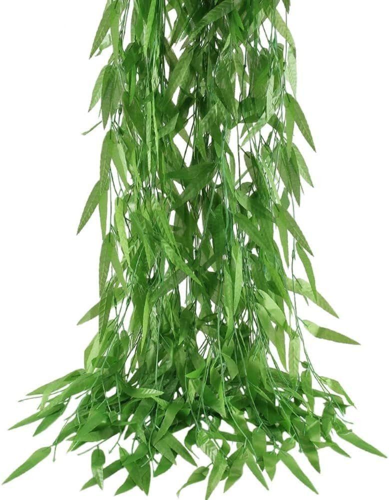HOGADO 50pcs 300 ft Artificial Vine Greenery Garland for Room Decor Faux Willow Vines Wall Home D... | Amazon (US)