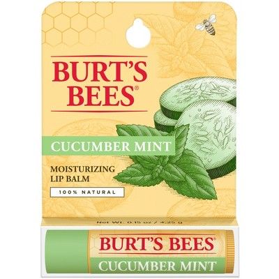 Burt's Bees 100% Natural Moisturizing Lip Balm - Cucumber Mint - 0.15oz | Target