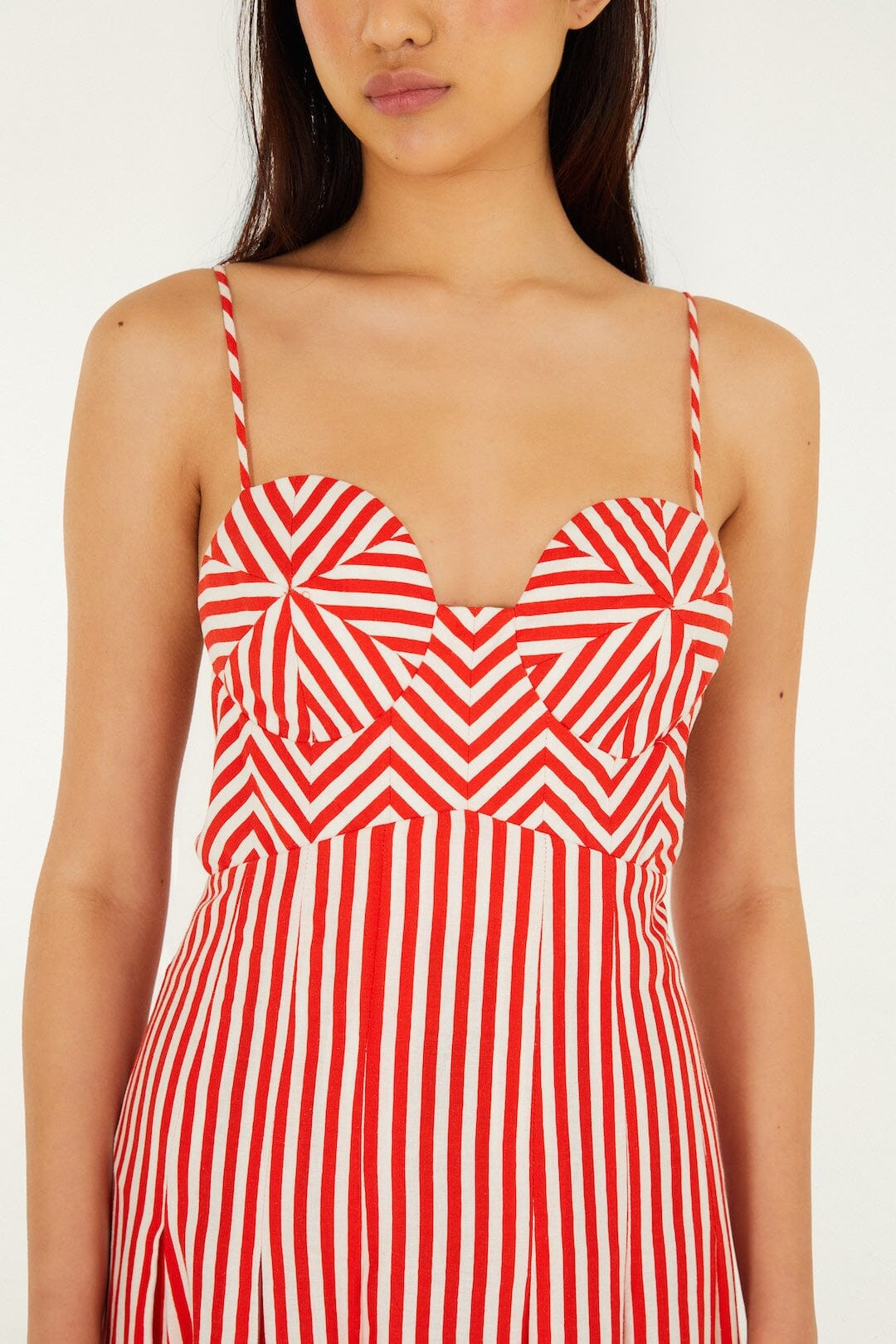 Off-White Checkered Stripes Sleeveless Lenzing Ecovero Euroflax Maxi Dress | FARM Rio | FarmRio (US)